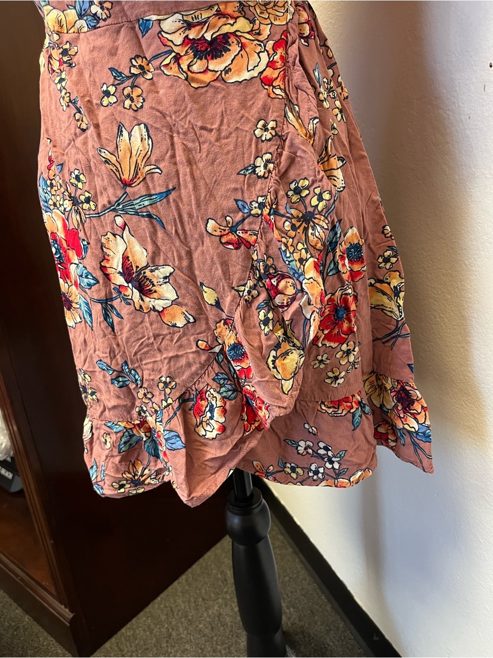 Flying Tomato Dusty Rose Floral Wrap Mini Dress - Picture 5 of 12